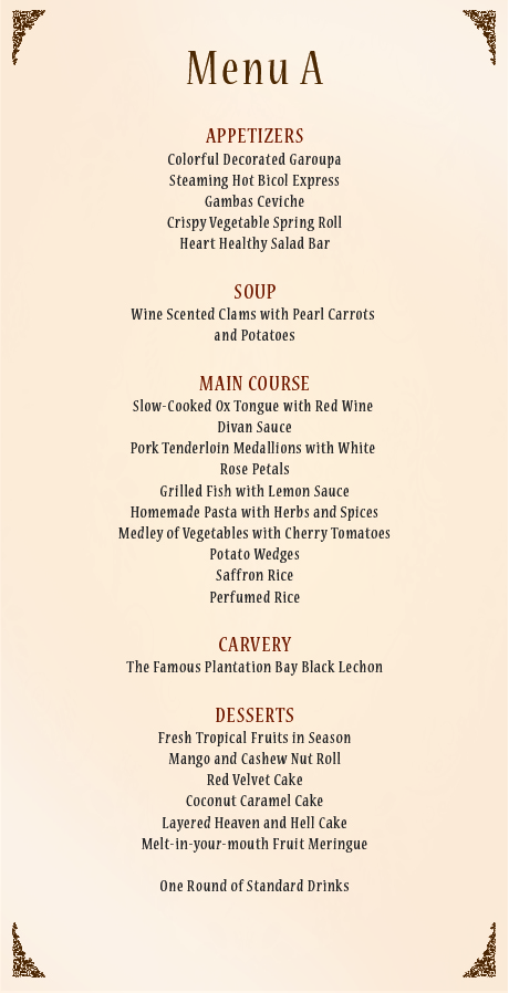 WEDDING Menu A