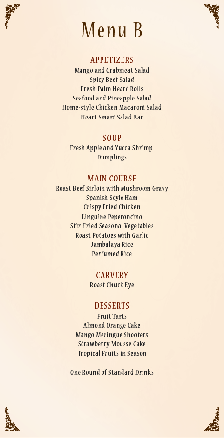 WEDDING Menu B