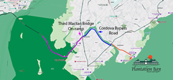 Map showing route to Plantation Bay via CCLEX