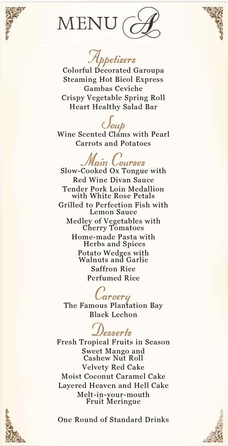 WEDDING Menu A